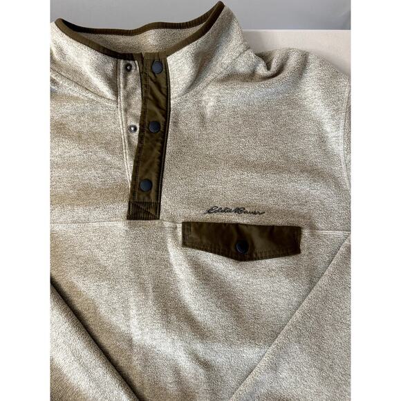 Men's Eddie Bauer Beige Quarter-Snap Fleece Pullover XXL EUC - Picture 1 of 6